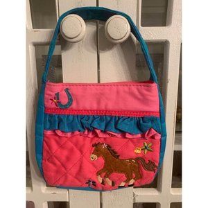 Stephen Joseph pink and blue horse waffle stitch purse